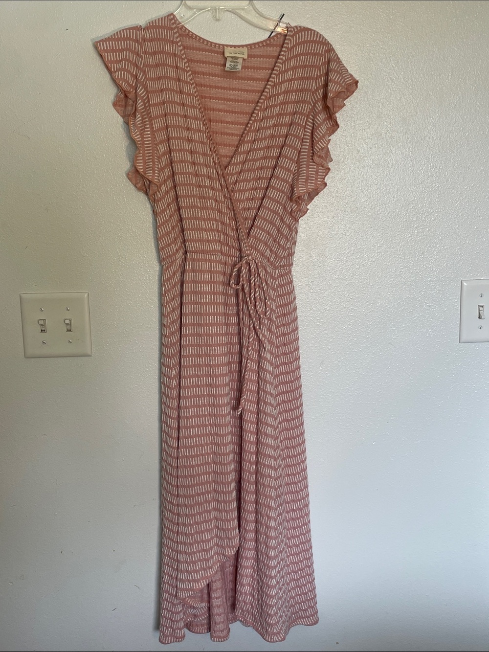 Caution To The Wind Pink & White Maxi Wrap Dress